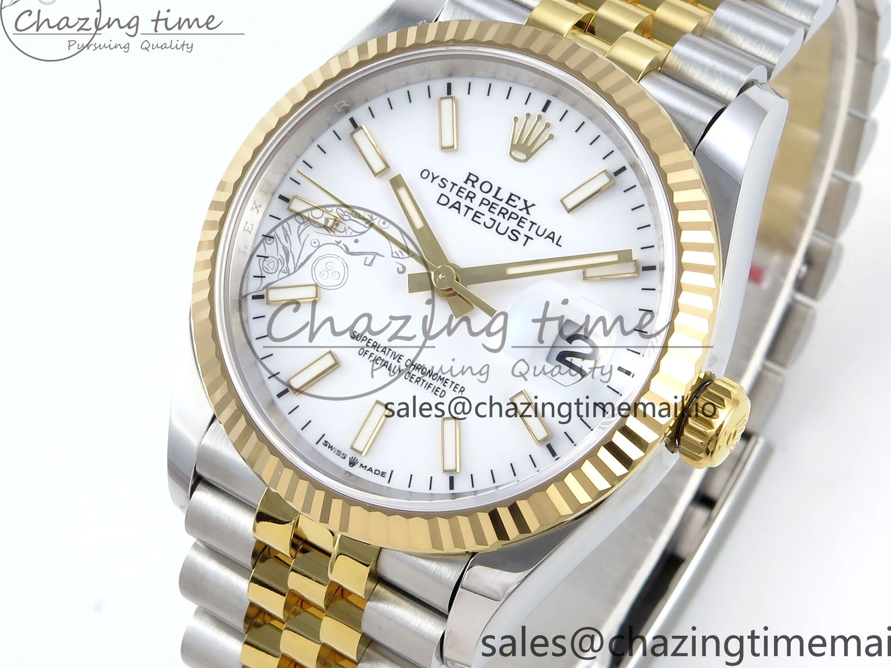 MiroTime 0126 DateJust 36 126233 EWEF Best Edition White Dial Stick Marker on SS YG Jubilee Bracelet A Affordable 618